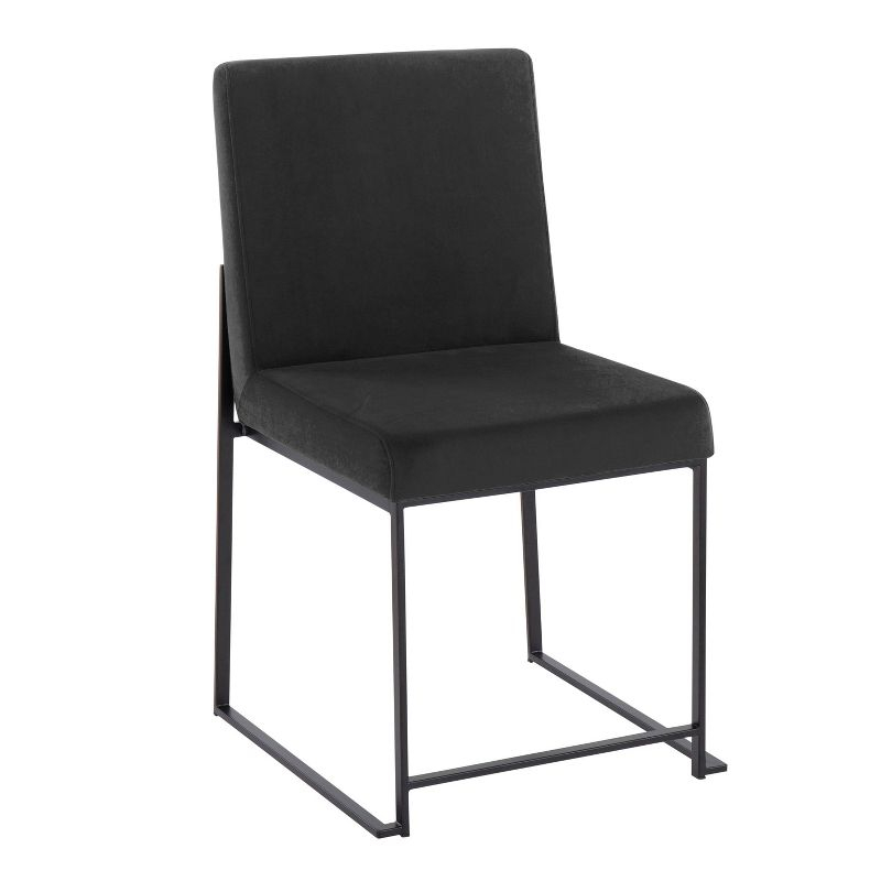 Set of 2 High Back Fuji Dining Chairs Velvet/Steel Black - LumiSource