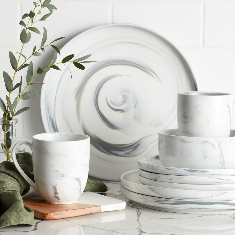 Stone Lain Brighton 32-Piece Porcelain Dinnerware Set, Service for 8, Gray