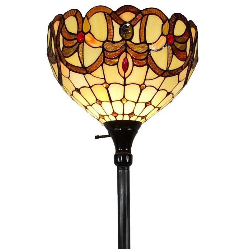 Amora Lighting Tiffany Style Torchiere Floor Lamp 72" Tall