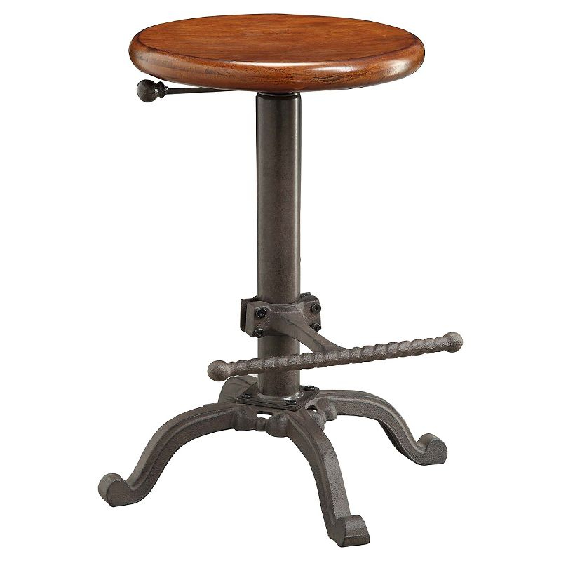 Carolina Living Jackson Adjustable Barstool Metal/Chestnut: Round, Backless, 250lb Capacity, Rustic Style