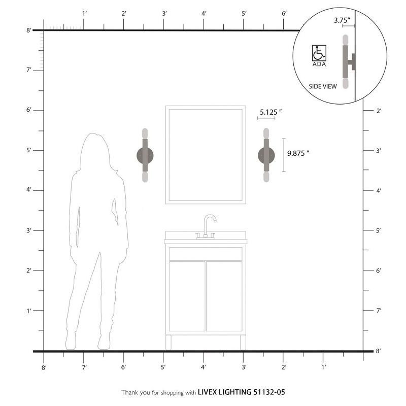 Livex Lighting Copenhagen 2 - Light Wall Light in  Polished Chrome