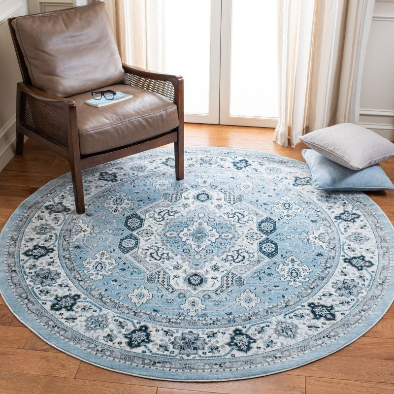Isabella ISA916 Power Loomed Area Rug - Blue/Creme - 6'7" round - Safavieh.