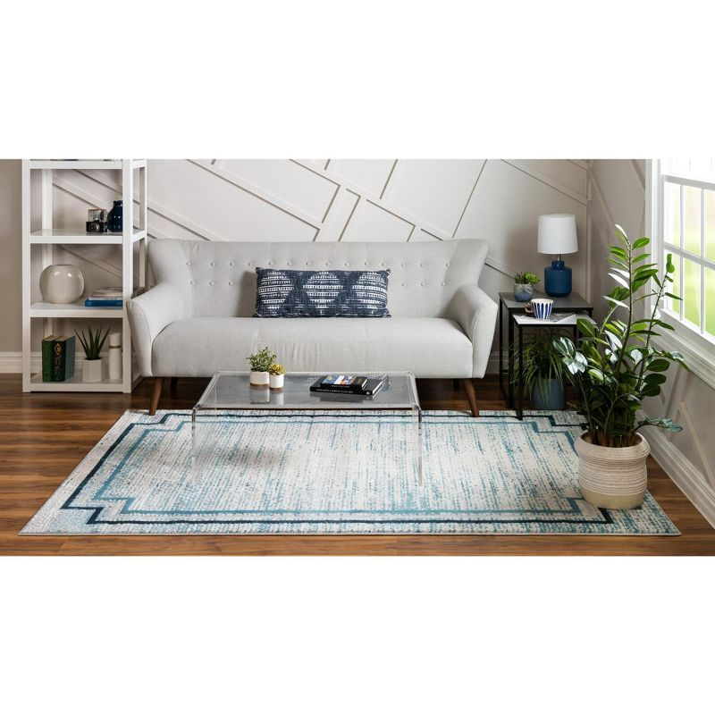 Unique Loom Oasis Collection Area Rug - Fountain (2'  x 3' Rectangle Blue/Ivory)