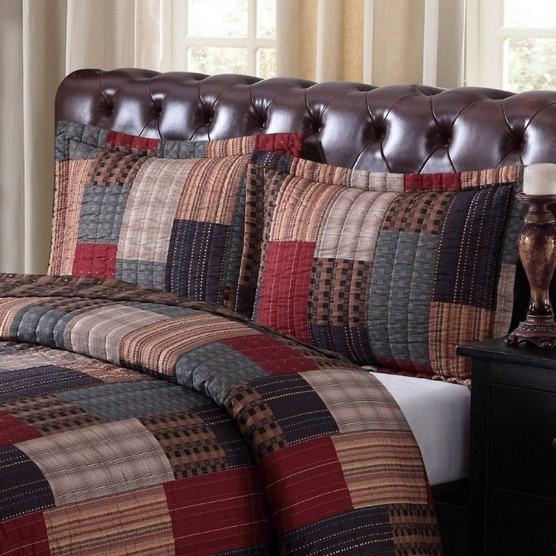 2pc Twin Gunnison Quilt Set Red/Assorted Grays - Style 212