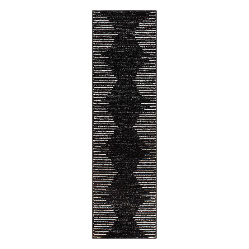 World Rug Gallery Area Rug Bohemian Stripe Jute Rug Carpets for Living Room Rugs for Sale - BLACK 2'7"x6'