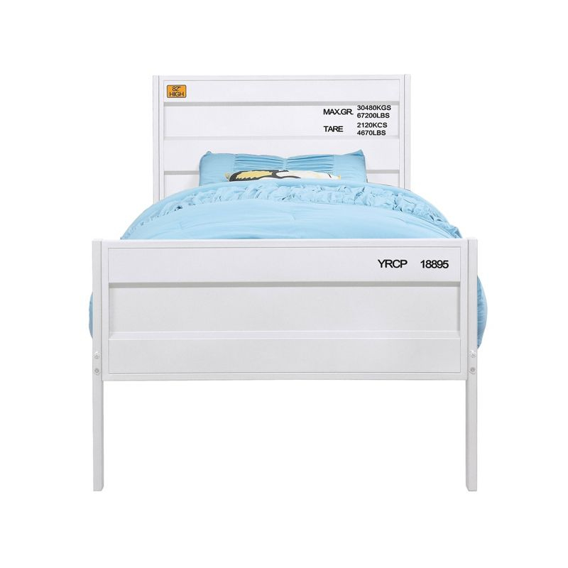 Cargo 79" Full Bed White - Acme Furniture: Contemporary Metal Frame, Canvas Headboard, No Box Spring Needed