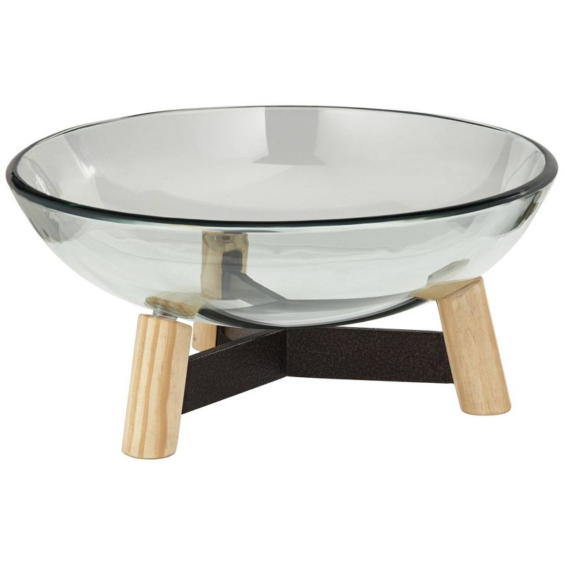 Studio 55D Synchrony 16" Wide Clear Tempered Glass Decorative Bowl