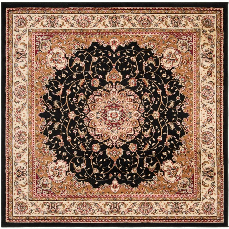 Lyndhurst LNH329 Power Loomed Area Rug - Black/Ivory - 6'x6' - Safavieh