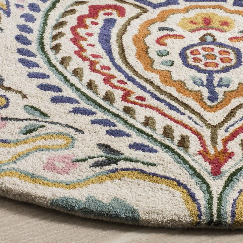 Bella BEL118 Hand Tufted Area Rug - Ivory/Teal - 7' Round - Safavieh.