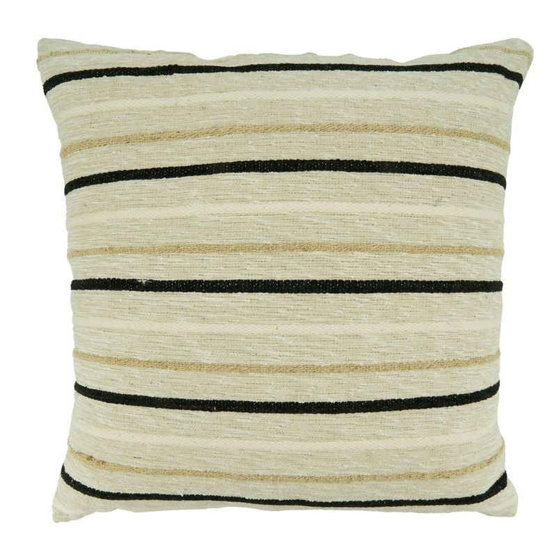 Saro Sonny Collection Striped Cotton Reversible Throw Pillow