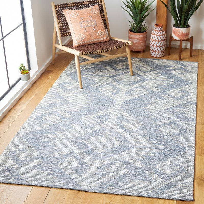Kilim KLM853 Hand Woven Area Rug - Blue/Ivory - 5'x8' - Safavieh.