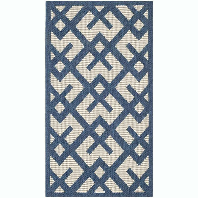 Courtyard CY6915 Power Loomed Indoor and Outdoor Accent Rug - Navy/Beige - 2'x3'7" - Safavieh