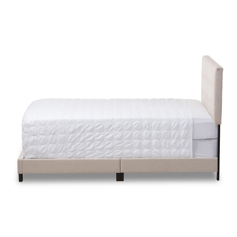 Full Brookfield Modern and Contemporary Fabric Upholstered Grid Tufting Bed Beige - Baxton Studio: MDF Frame, Polyester Fill, Requires Box Spring