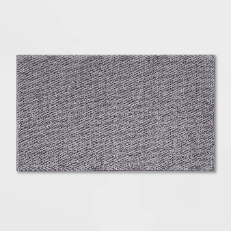 20"x34" Fine Chenille Memory Foam Bath Rug Dark Gray - Threshold™: Luxurious Comfort, Machine Washable, Knitted Design