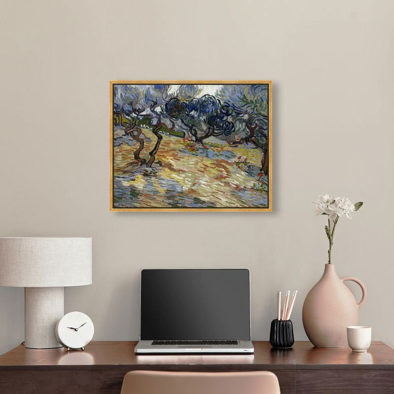 Art Remedy Vincent van Gogh - Olive Trees Van Gogh Classic Fields and Floral Wall Art, 24" x 20", Gold Frame