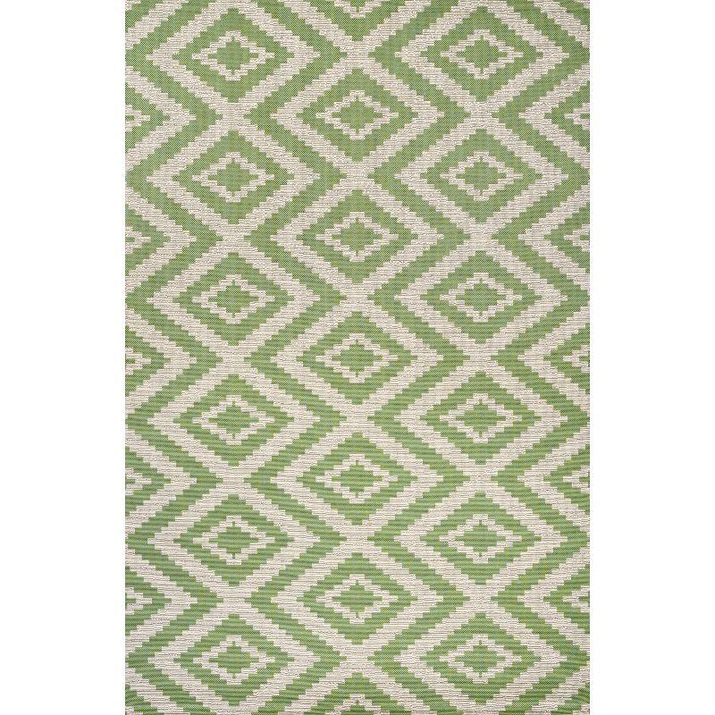 4'x6' Sintra Diamond Indoor/Outdoor Area Rug, Green/Cream - JONATHAN Y