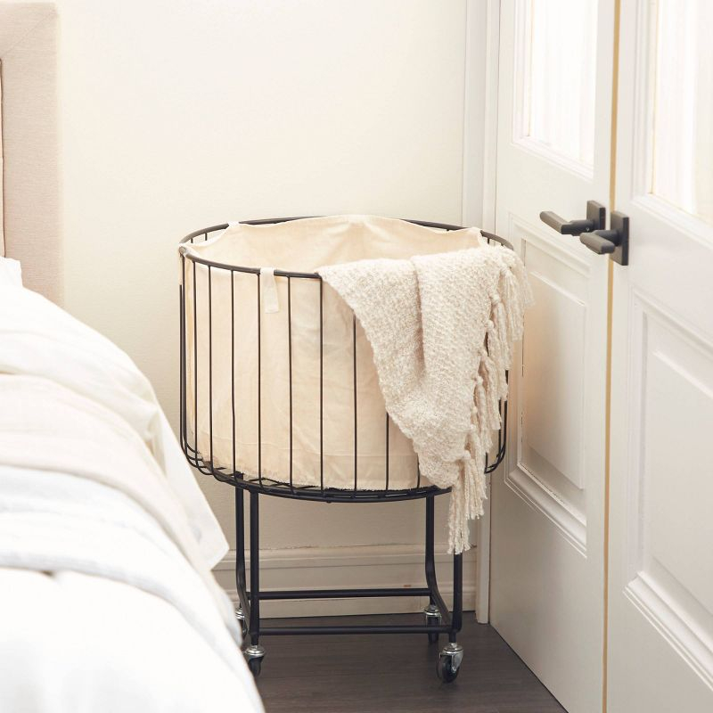 25.75''x19.25''  Contemporary Metal Storage Cart Off White - Olivia & May