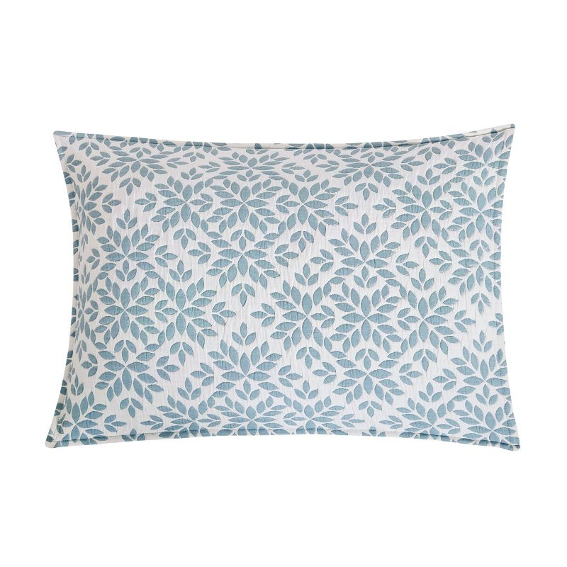 C&F Home Blue Leaves Jacquard Reversible Quilt Set