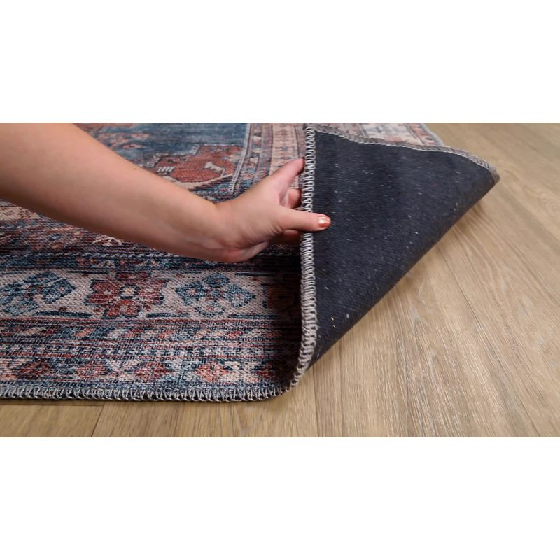 Livabliss 2'7"x10' Colin Traditional Machine Washable Rug Light Blue: Flat Pile, Pet Friendly, Indoor Use