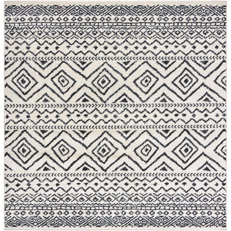 Tulum TUL267 Power Loomed Indoor Accent Rug - Ivory/Black - 3'x3' - Safavieh