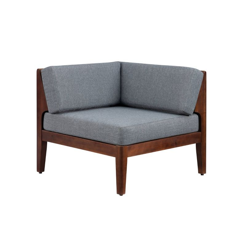 Summerlyn Outdoor Acacia Wood Corner Chair with Cushion Walnut - Linon: Weather-Resistant, Polyester, Foam Fill