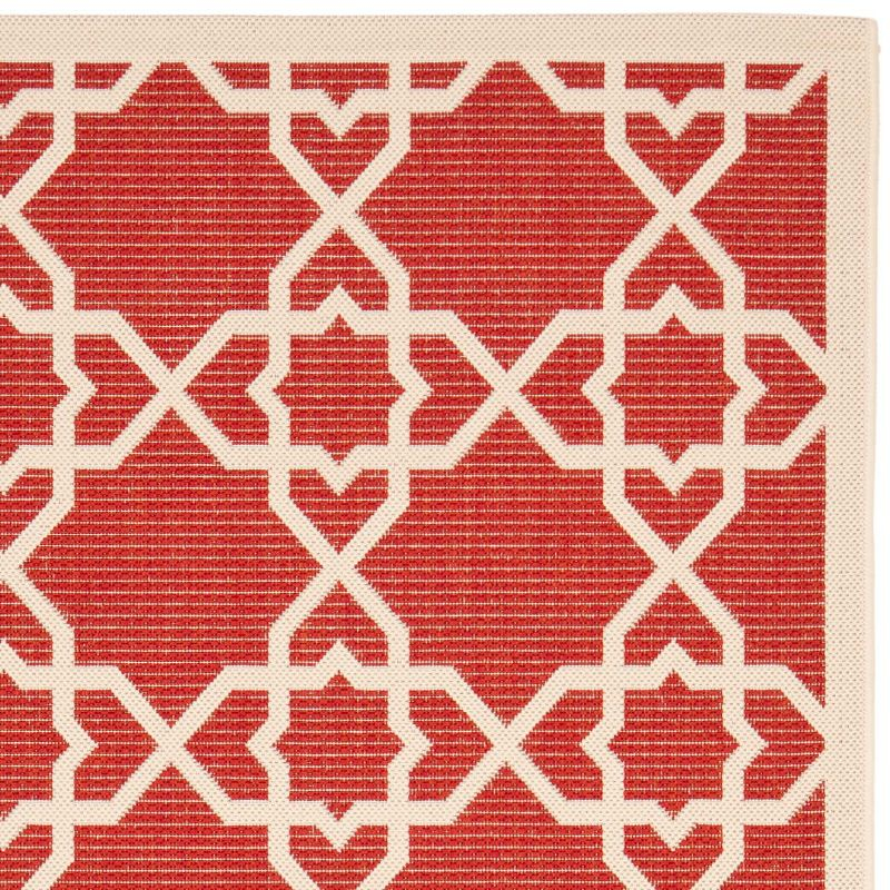 Courtyard CY6032 UV & Stain Resistant Non-Shedding Power Loomed Indoor/Outdoor Accent Rug - Red/Beige - 4'x5'7" - Safavieh