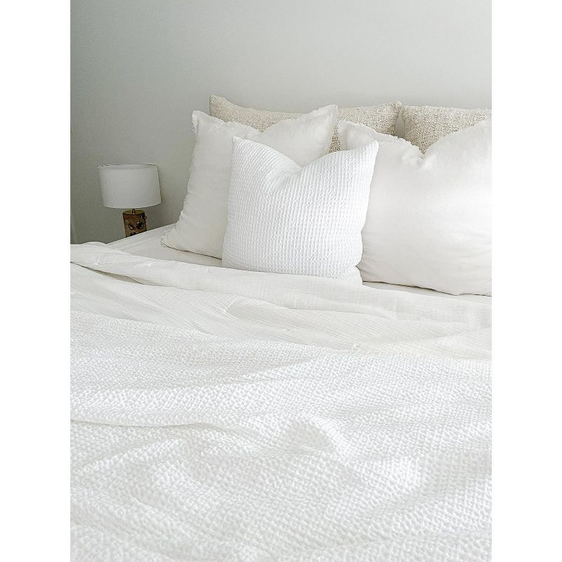 Cool Cotton White Waffle Weave Pillow 20x20 24x24 / Down / White