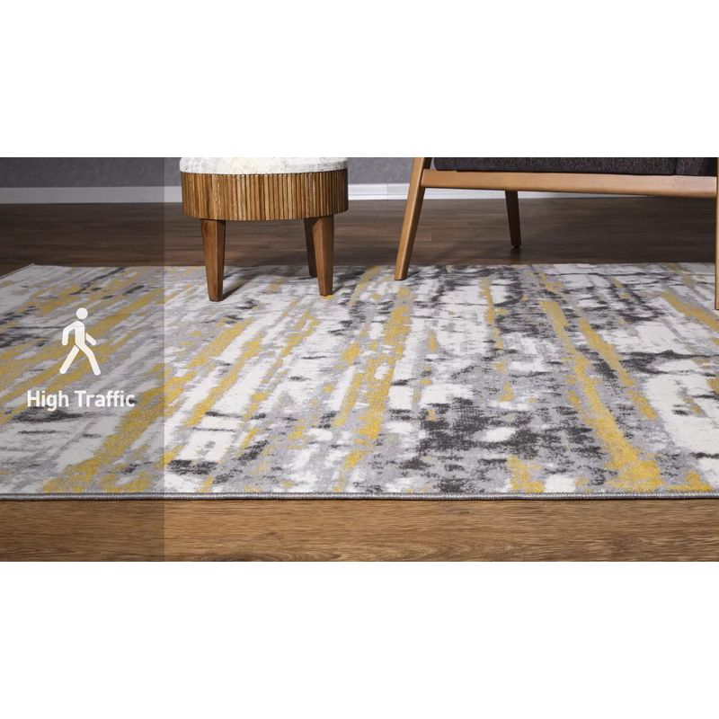 World Rug Gallery Vintage Abstract Modern Area Rug - Yellow 5' x 7'