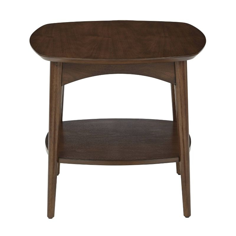Copenhagen Accent Table Walnut - OSP Home Furnishings: Mid-Century 2-Tiered, Square, Wood Construction