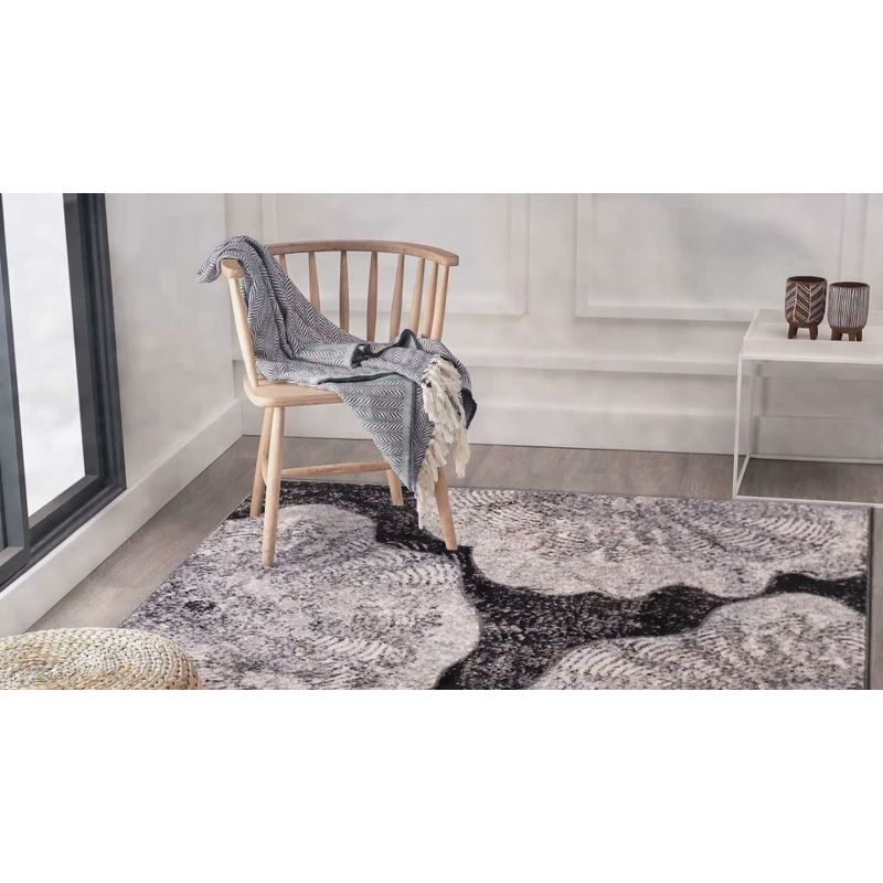 World Rug Gallery Contemporary Floral Design Area Rug - Black 2'x7'