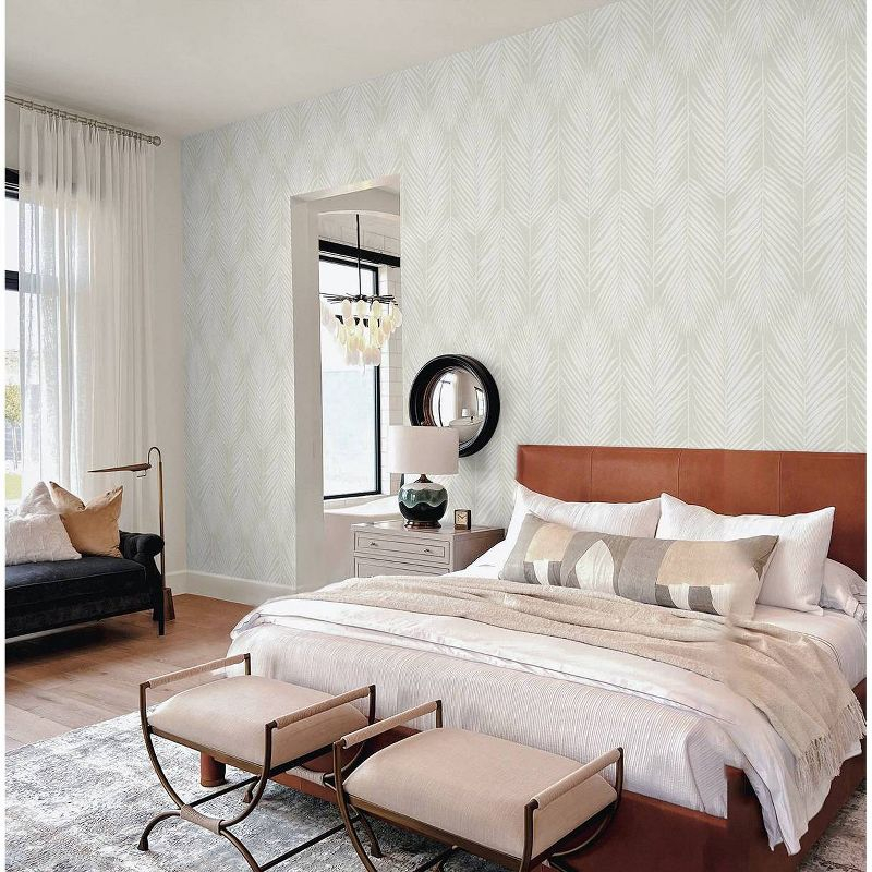 NextWall Palm Silhouette Peel and Stick Wallpaper Light Beige: Vinyl, Self-Adhesive, Botanical Leaf Pattern, 30.75 Sq Ft Coverage