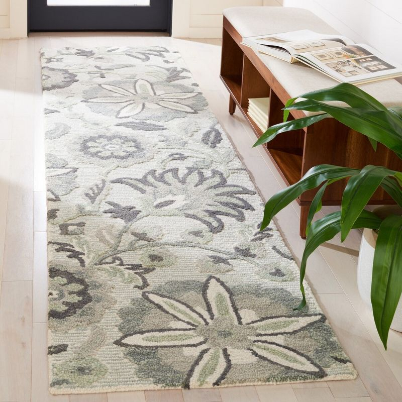 Blossom BLM175 Hand Tufted Runner Rug - Ivory/Blue - 2'3"x9' - Safavieh.
