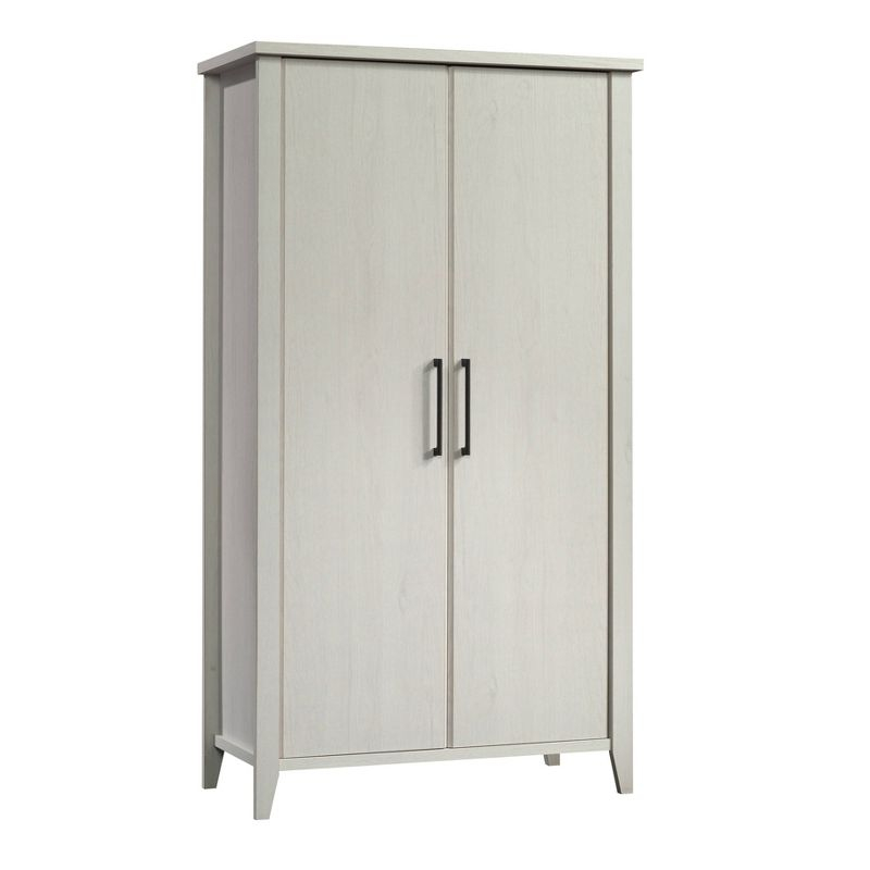 Sauder Summit Station Storage Cabinet Glacier Oak: Laminated MDF, 4 Adjustable Shelves, CARB Certified