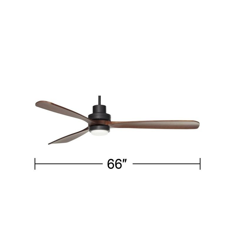 66" Casa Vieja Delta-Wing XL DC Industrial Indoor Ceiling Fan with LED Light Remote Control Matte Black Walnut Opal Glass for Living Room Kitchen