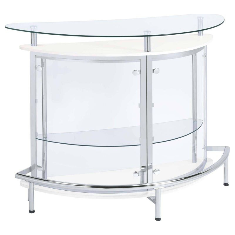 Coaster Amarillo Modern 2 Tier Home Bar Cabinet White/Chrome