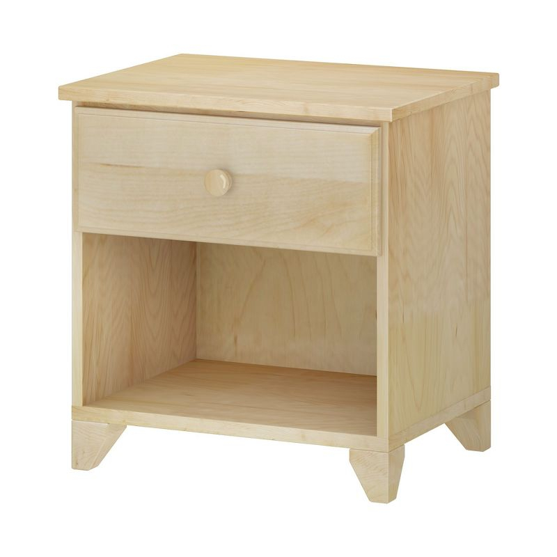 Max & Lily Classic Wood Nightstand with 1 Drawer, Kids Bedside Table/End Table, Small Nightstand for Bedroom, Natural