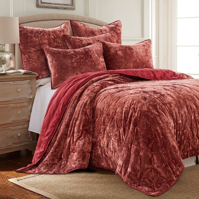 Abruzzi Velvet Red King Quilt - Birch Hill by Levtex Home