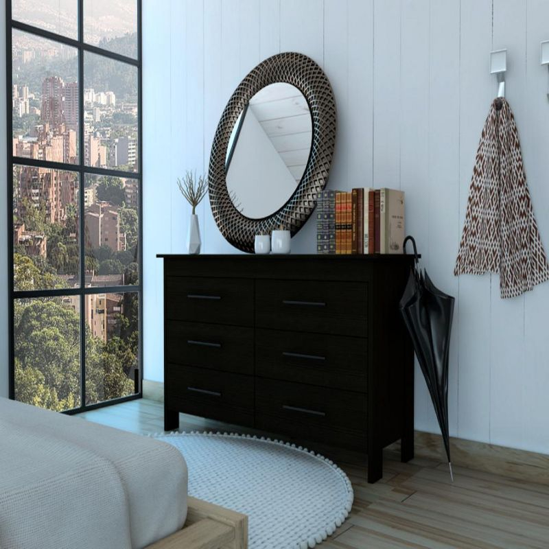 Depot E-Shop 6 Drawer Double Dresser, Four Legs, Superior Top