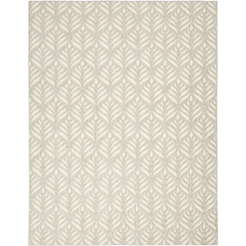 Nourison Aloha Tropical Palm Flatweave High-Low Indoor Outdoor Area Rug Ivory Grey 5'3" x 7'5"