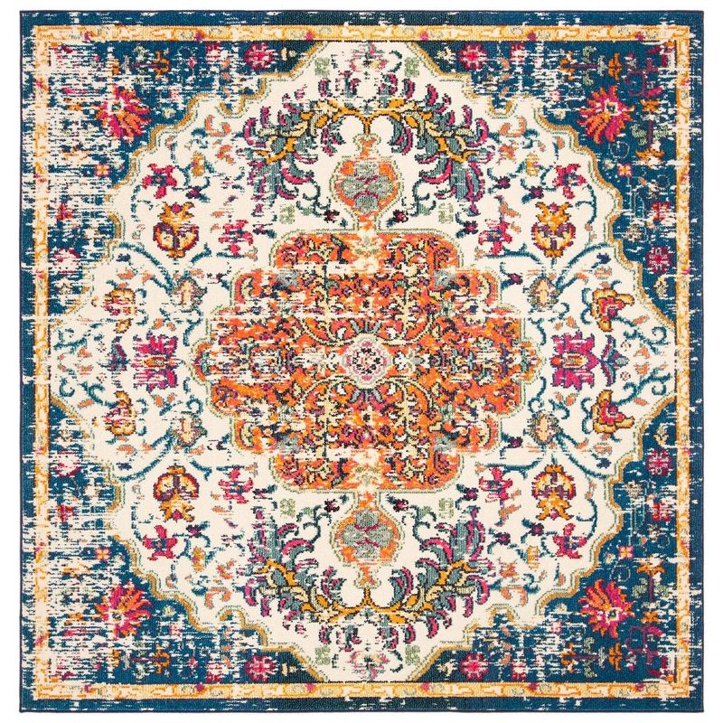 Madison MAD447 Power Loomed Indoor Area Rug - Ivory/Orange - 6'7"x6'7" - Safavieh