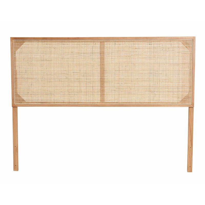bali & pari Queen Aurelia Bayur Wood and Rattan Headboard: Bohemian Design, Wall or Frame Mount, Adjustable Height