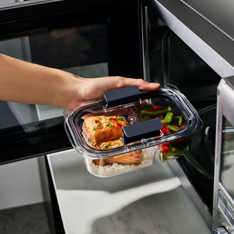 Rubbermaid Brilliance 2.85c Plastic Divided Meal Prep Food Storage Container Clear: Dishwasher, Microwave & Freezer Safe