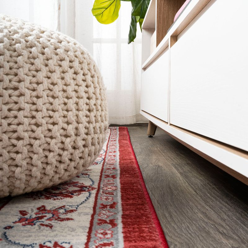 3' X 5' Modern Persian Vintage Moroccan Traditional Area Rug, Red/Ivory - JONATHAN Y