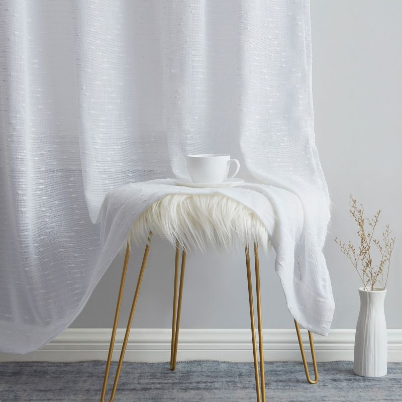 HLC.ME Emily Faux Linen Semi Sheer Light Filtering Back Tab Pocket Lightweight Window Curtains Drapery, 2 Panels - Beige, 54 W x 96 L