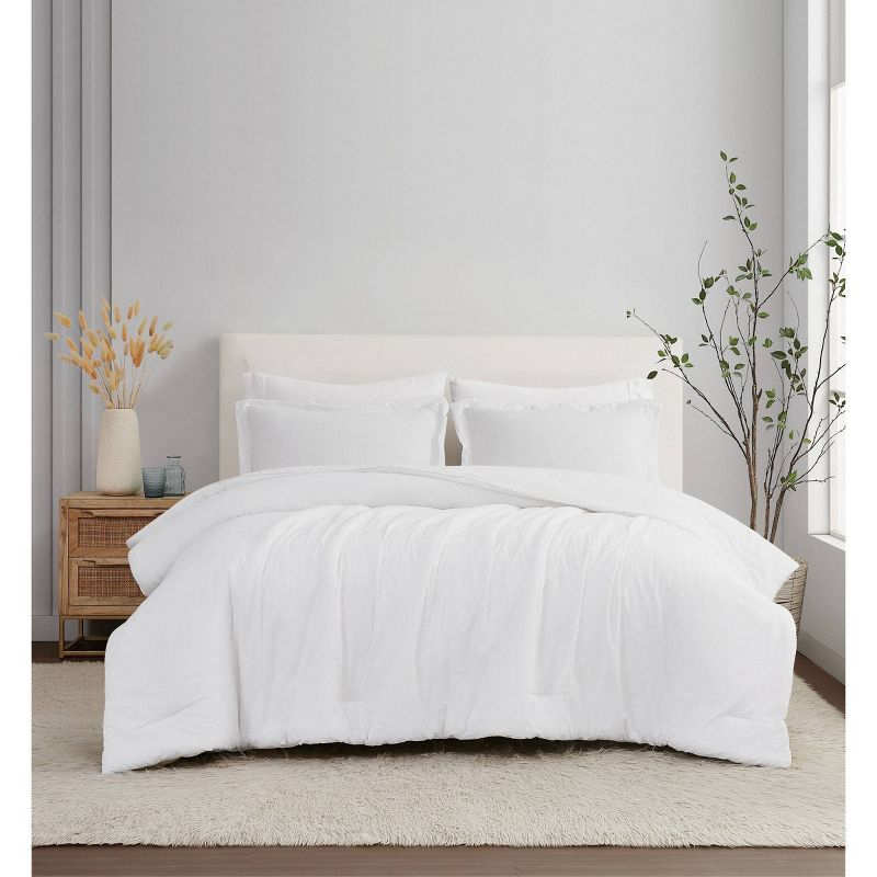 Brooklyn Loom 3pc Full/Queen Flax Linen Comforter Set White