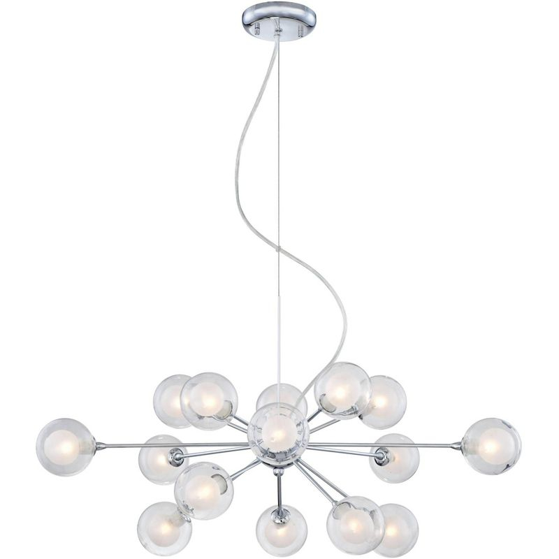 Possini Euro Design Spheres Chrome Chandelier 30" Wide Mid Century Modern Sputnik Glass Shade 15-Light Fixture for Dining Room House Kitchen Island