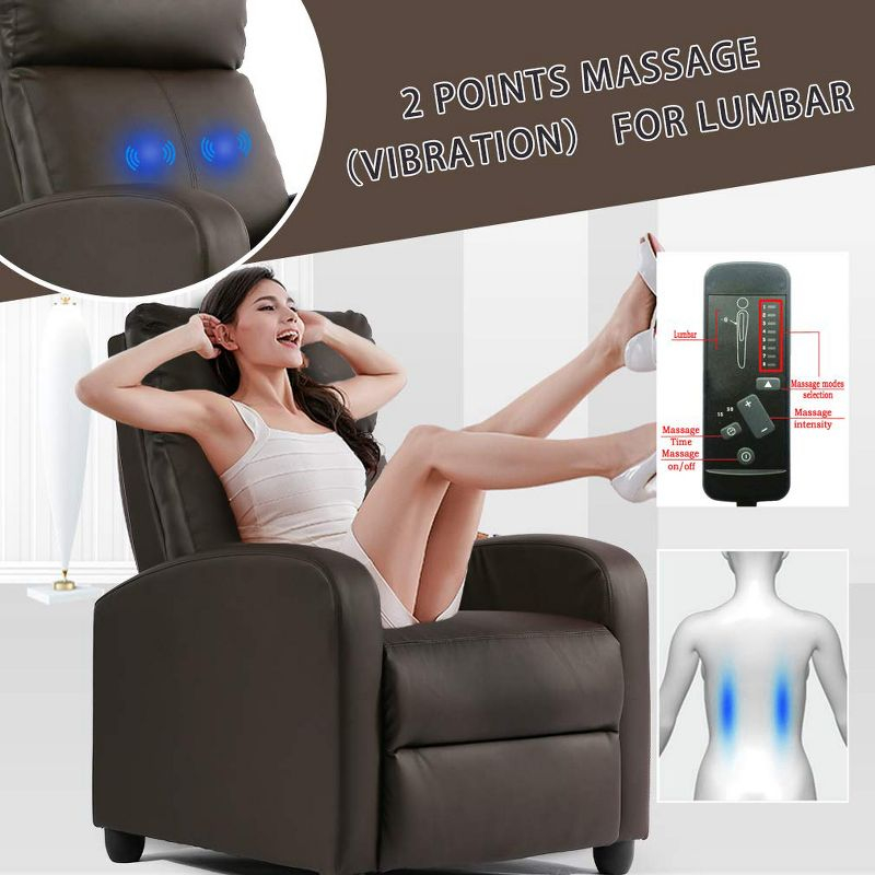 FDW Recliner Chair for Living Room Massage Recliner Sofa Reading Chair Winback Single Sofa Home Theater Seating Modern Reclining Chair, Brown