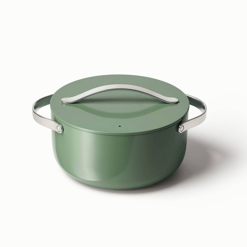 Caraway Home 6.5qt Dutch Oven with Lid Sage: Ceramic Nonstick Cookware, Stainless Steel Handle, Hand Wash