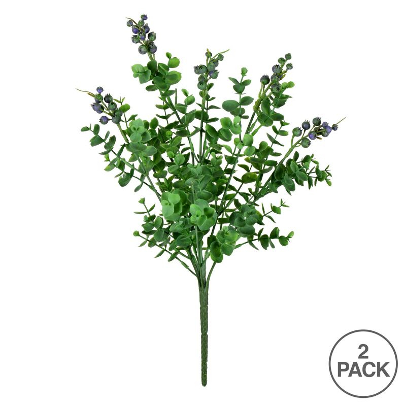 Vickerman 14.5" Artificial Purple and Green Money Leaf Bush 2/pk