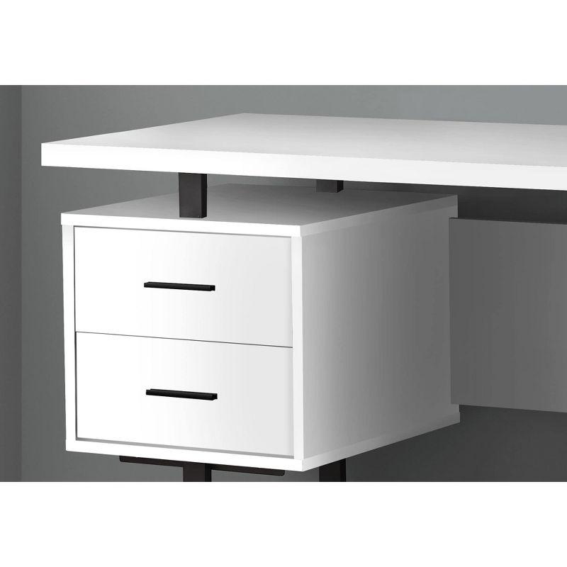 Monarch Specialties Computer Desk Home Office Laptop Left Right Set-Up Storage Drawers 60InchL Work Metal Laminate White Black Contemporary Modern